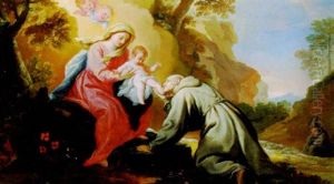 Die Madonna Mit Dem Kind Erscheint Dem Heiligen Franziskus by Ludovico Mazzanti