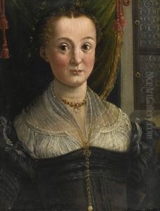 Portrait Of A Lady, Bust Length, In A Black Gown And Linen Partlet