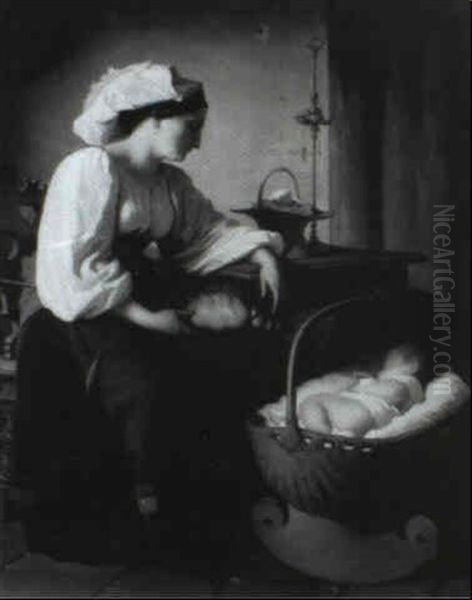 Sweet Dreams/interior Genre Scene With Mother And Child - view 1