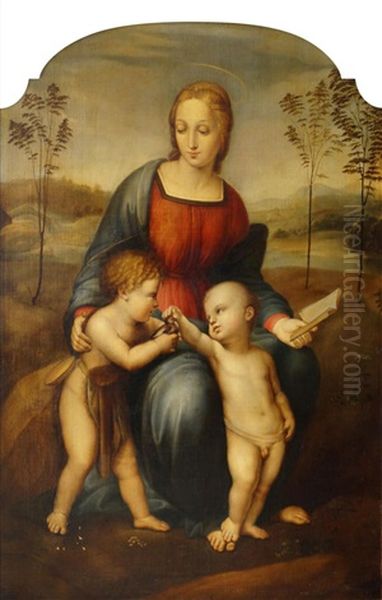 Le Belle Jardiniere: The Madonna And Child With St. John In Landscape, After Raphael by Giuseppe Mazzolini