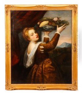 Girl With A Basket Of Fruits (lavinia) by Giuseppe Mazzolini