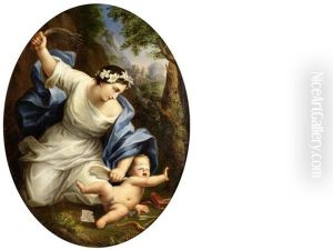 Classical Scene With A Goddess Chastising Cupid by Giuseppe Mazzolini