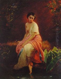 A Rest Beside A Woodland Pool