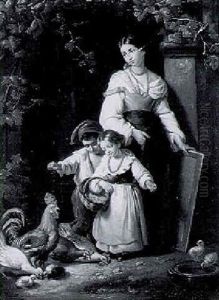 Feeding The Chickens by Giuseppe Mazzolini