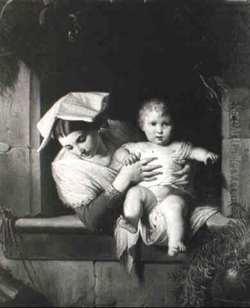 Mother And Child At A Window - view 1