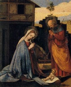 The Madonna And Saint Joseph Adoring The Infant Christ by Ludovico Mazzolino