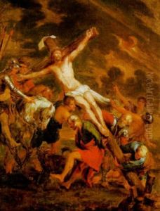 Die Aufrichtung Des Kreuzes by Sebastiano Mazzoni