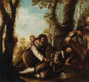 Gypsies Picking A Sleeping Traveller's Pockets