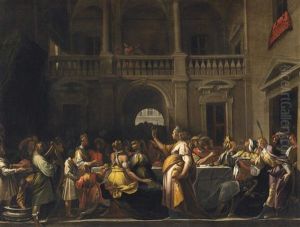 A Banquet by Pier Francesco (il Morazzone) Mazzuchelli