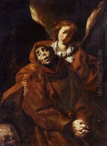 Saint Francis Supported By An Angel by Pier Francesco (il Morazzone) Mazzuchelli