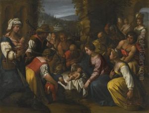 The Adoration Of The Shepherds by Giuseppe Mazzuoli