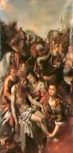 La Pieta Ed Altre Scene In Un Paesaggio by Giuseppe Mazzuoli