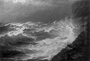 Roaring Surf And Rocky Coast by James J. Mcauliffe