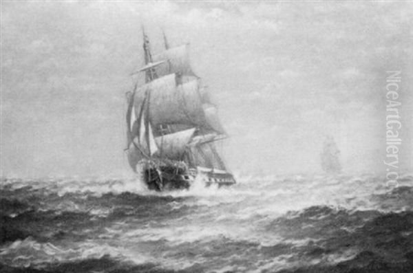 Clipper Ship On High Seas With Lookout In Crow's Nest - view 1