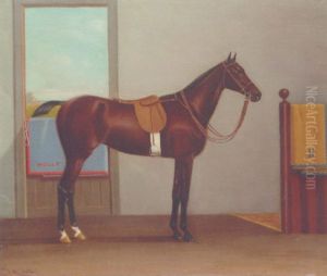 "molly" A Bay Horse In A Stable by James J. Mcauliffe
