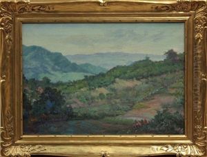 Landscape With View Of Mountains by James Edwin Mcburney