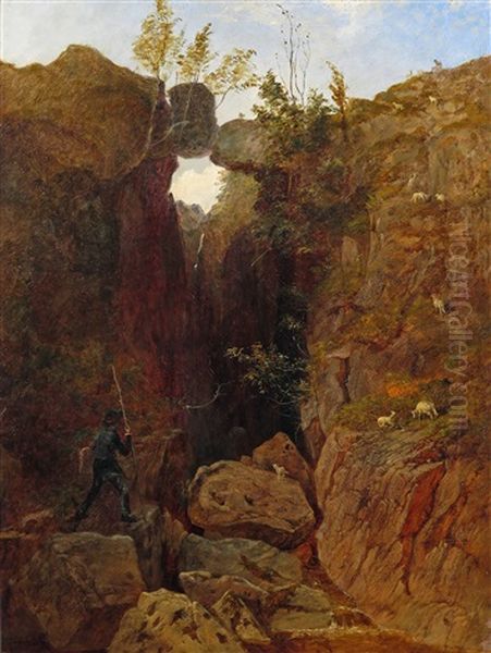 Self Portrait Of The Artist In A Rocky Landscape - view 1