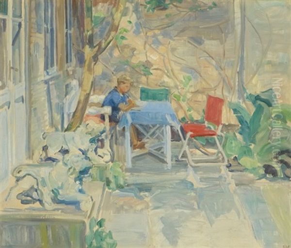 Young Boy On The Front Porch - view 1
