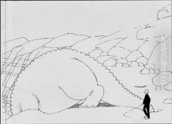 Gertie Leaning Into Rock Quarry, Mccay With Whip Standing Nearby - view 1