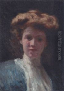 Portrait Of A Young Lady, Wearing A Blue Dress