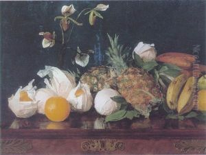 Still Life With Fruit And Flowers On A Tabletop Still Life With Fruit And Flowers On A Tabletop