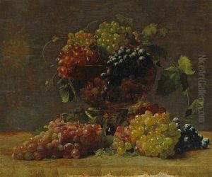 A Variety Of California Grapes In A Glass Vase by William J. McCloskey