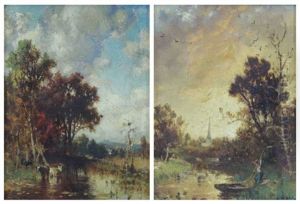 Pair Of Oil On Board Landscapes by George Herbert McCord