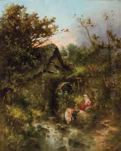 Water Mill With Bathers by George Herbert McCord