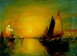 Ships At Sunset by George Herbert McCord