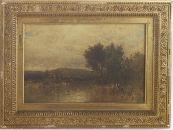 Landscape With A Fisherman On A Lake - view 1