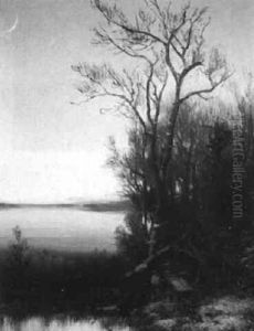 Cabin And Crescent Moon by George Herbert McCord