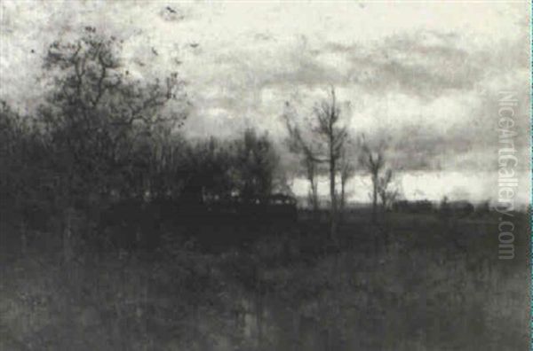 Fall Landscape With Stream And Distant Cabins - view 1