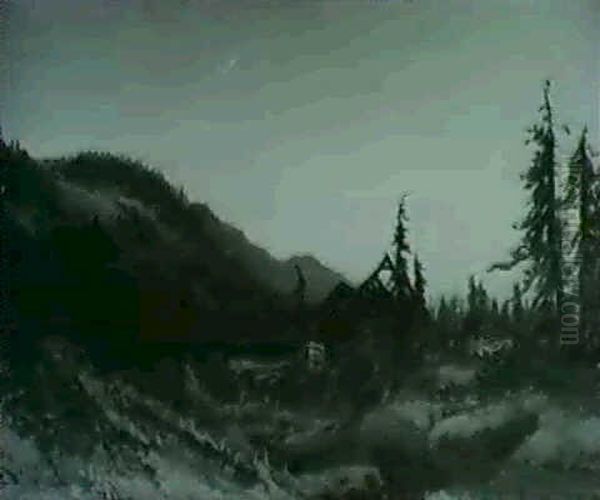 Abandoned Mill In Moonlight - view 1