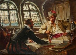 Drake And Frobisher Discussing Plans To Foil The Spanish Armada [1587] 1941 by Arthur David Mccormick