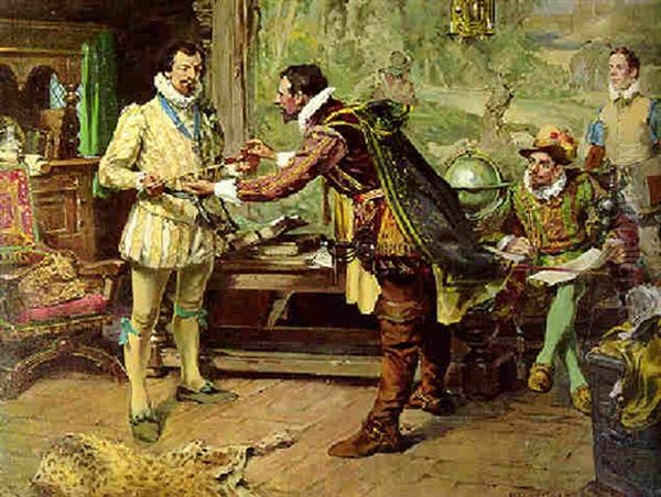 Sir Francis Drake At Cadiz, Receiving A Pipe - view 1