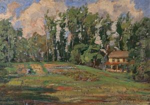 Summer Landscape With Cottage by Samuel Harkness Mccrea