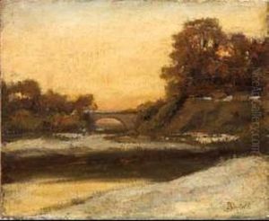 Paesaggio Innevato Con Ponte by Luigi Bertelli