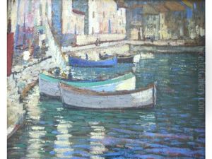 Boats Moored In A Harbour by Mary Mccrossan