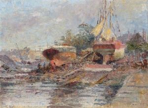 The Slipway, Williamstown by Frederick McCubbin