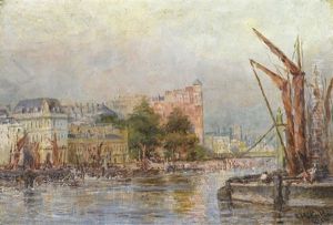 Barges, Pool Of London by Frederick McCubbin