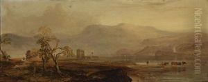 River Landscape With Cows Watering by Horatio McCulloch