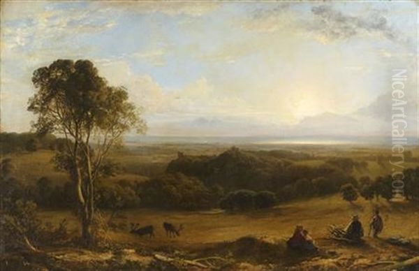 Panoramic View Of Parkland With Castle In Middle Distance - view 1