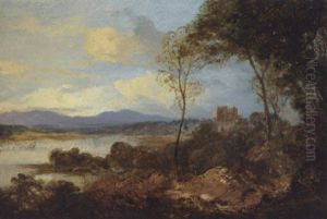 View Of A Loch With A Castle And Hills Beyond by Horatio McCulloch