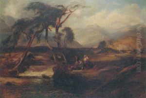 Figures By A River In A Highland Landscape by Horatio McCulloch