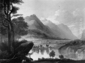 Goats In A Mountainous, River Landscape by Horatio McCulloch