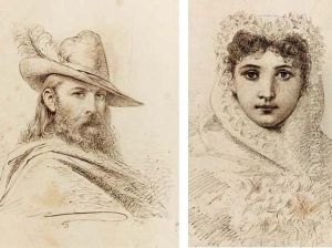 Ritratto Femmnile E Ritratto Maschile by Sante Bertelli