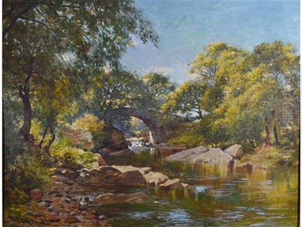 A Stone Bridge Over A River In A Wooded Landscape - view 1
