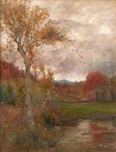 Autumn Trees Along A Pond by Jervis McEntee