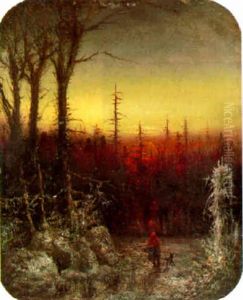 Hunter In A Winter Sunset by Jervis McEntee