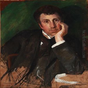 Portrait Of The Norwegian Painter Torleiv Stadskleiv by Aage Bertelsen